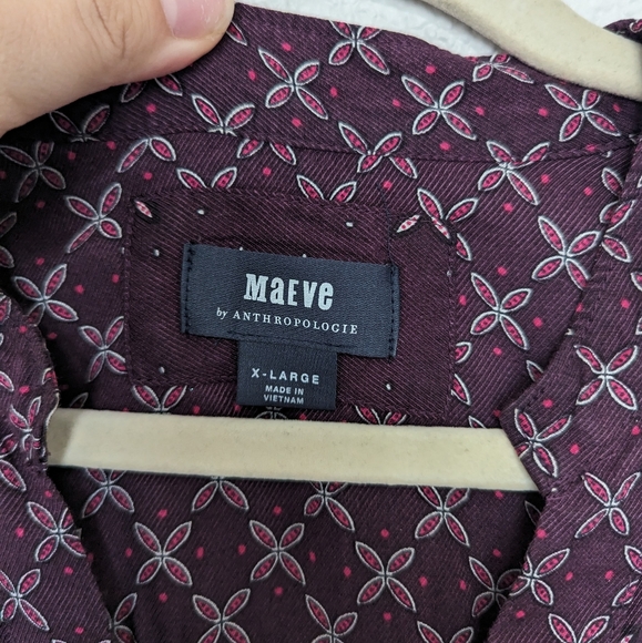 Anthropology Maeve Gillian Abstract Dress Purple Wine XL Ruffle Hem Relaxed Fit - Picture 5 of 8